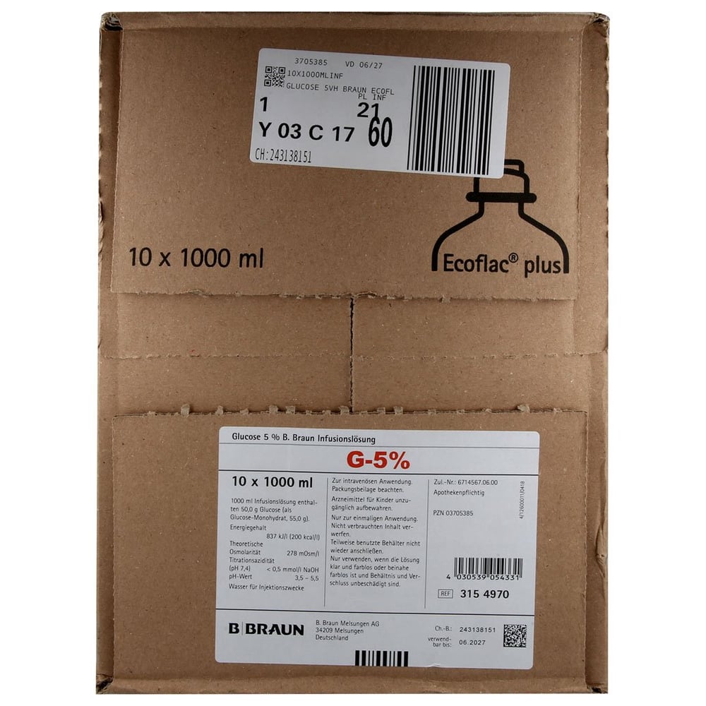 Glucose 5% B.Braun Ecoflac plus