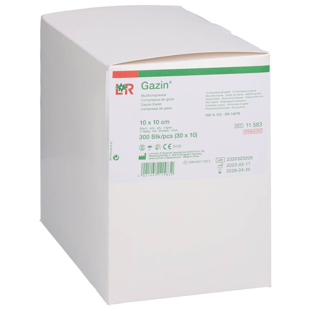 Gazin Mullkomp.10x10 cm steril 8fach