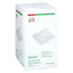 Gazin Mullkomp.7,5x7,5 cm unsteril 8fach Op Lohmann & Rauscher