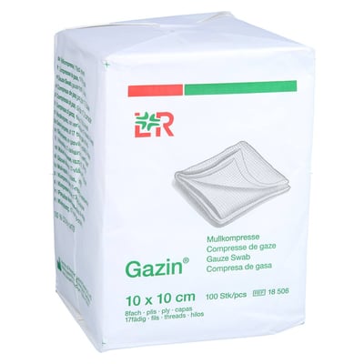Gazin Mullkomp.10x10 cm unsteril 8fach Op