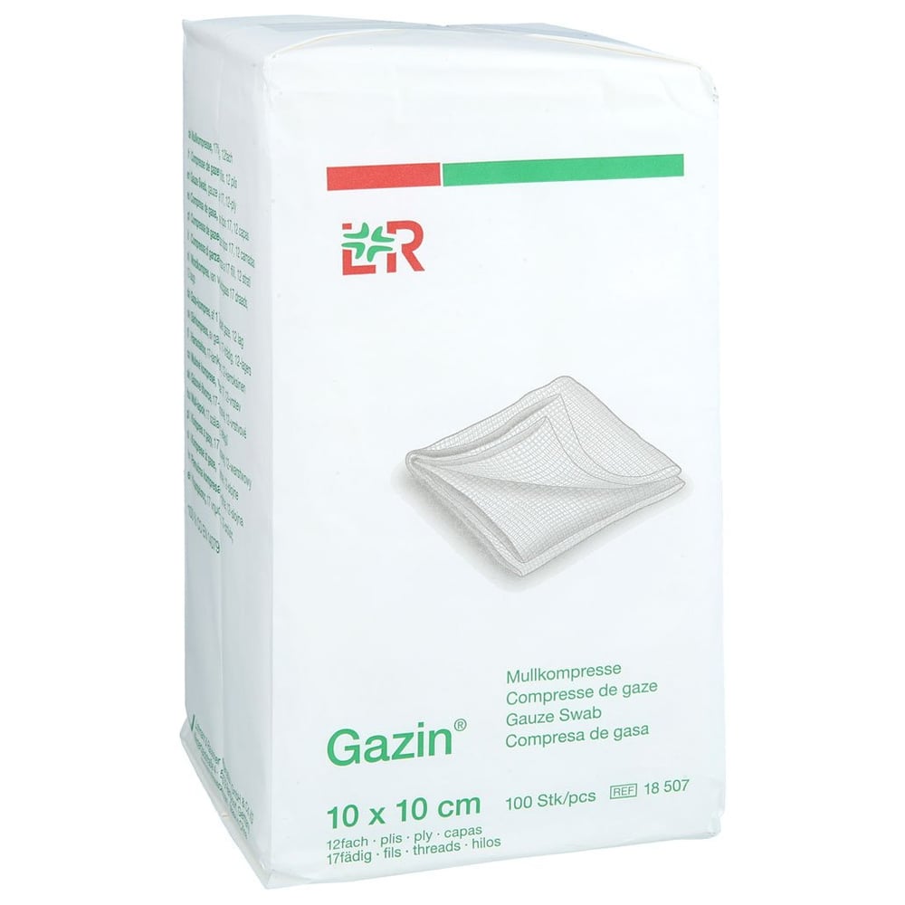 Gazin Mullkomp.10x10 cm unsteril 12fach Op
