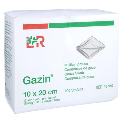 Gazin Mullkompresse 10x20 cm unsteril 12fach Op