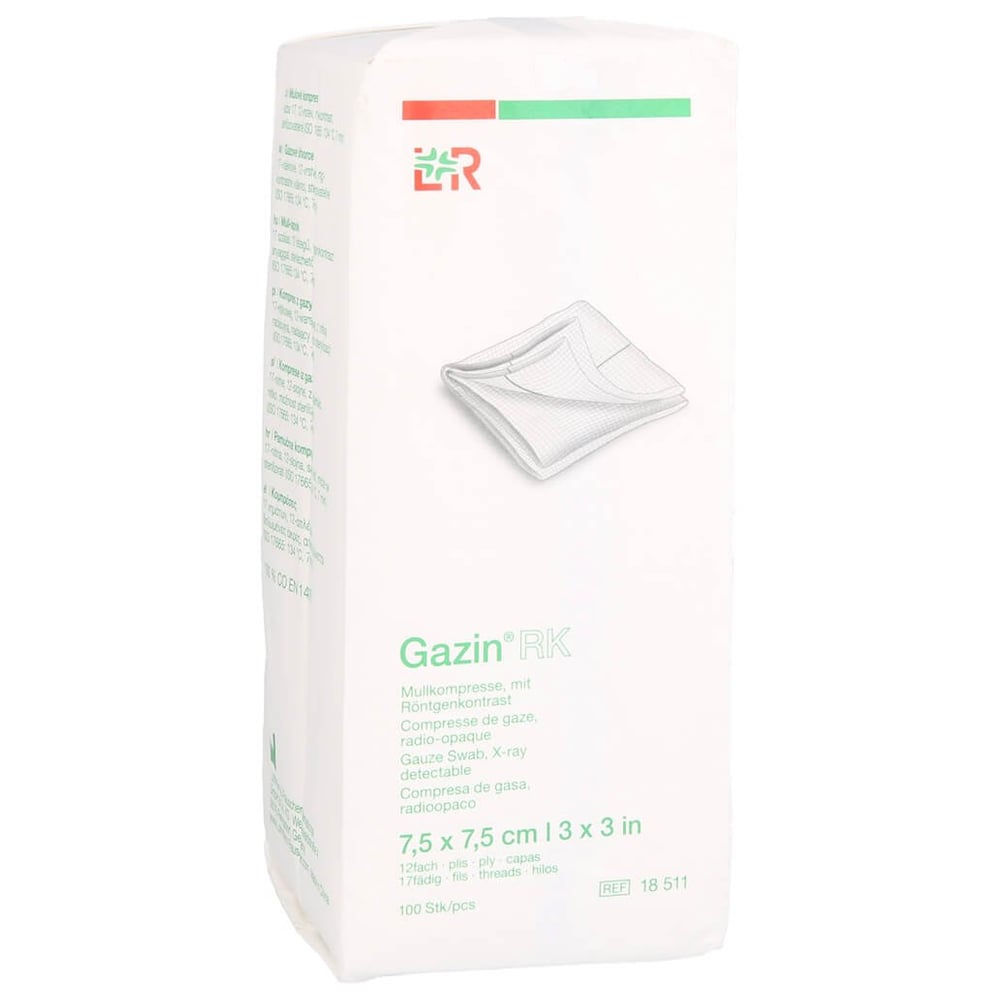 Gazin Mullkomp.7,5x7,5 cm unsteril 12fach Rk
