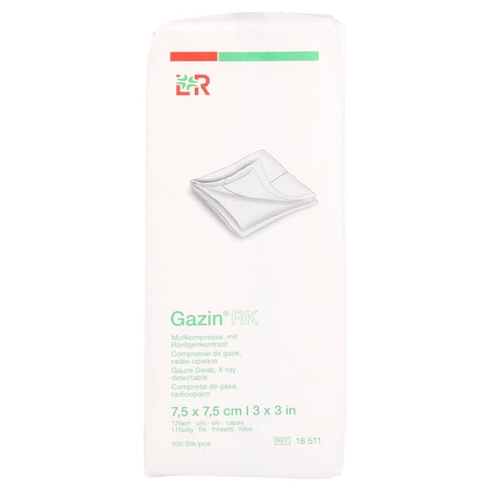 Gazin Mullkomp.7,5x7,5 cm unsteril 12fach Rk