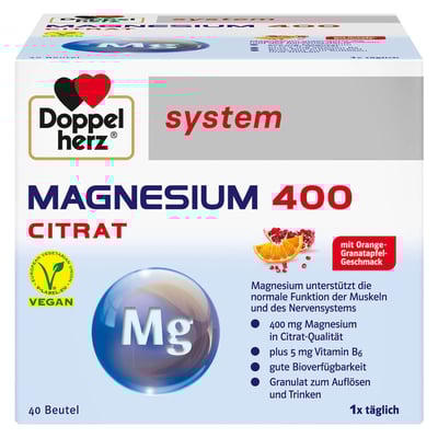 Doppelherz Magnesium 400 Citrat Orange-Granatapfel