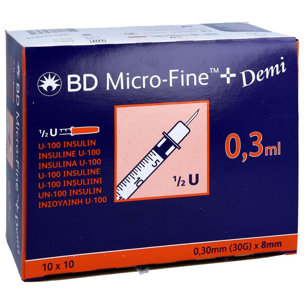 BD Micro-fine + Insulinspritze 0,3 ml U100