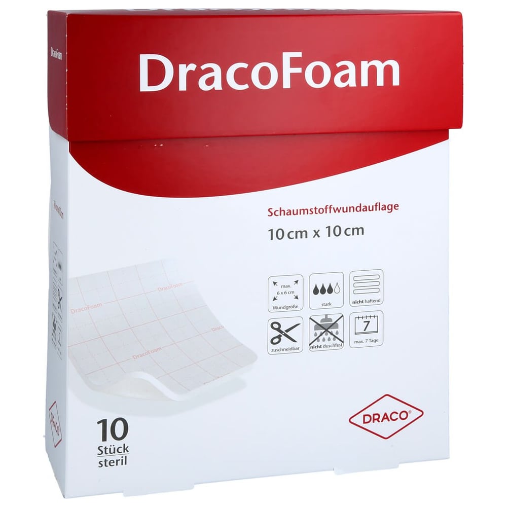 Dracofoam Schaumstoff Wundauflage 10x10 cm