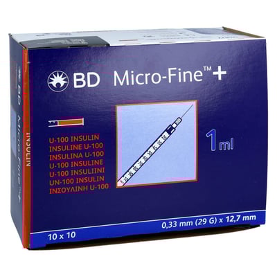 Bd Micro-fine + Insulinspritze 1 ml U100 12,7mm