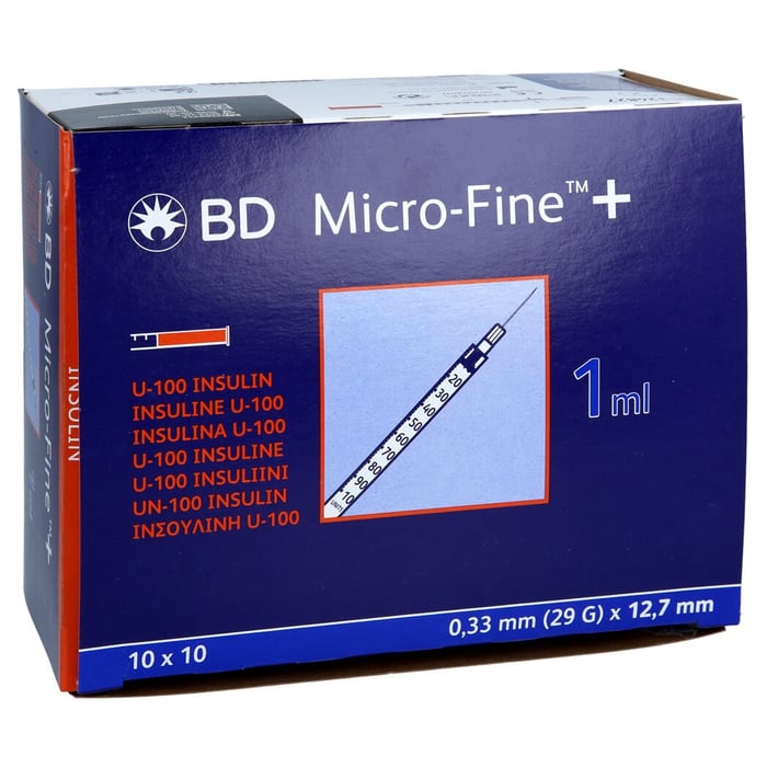 Bd Micro-fine + Insulinspritze 1 ml U100 12,7mm