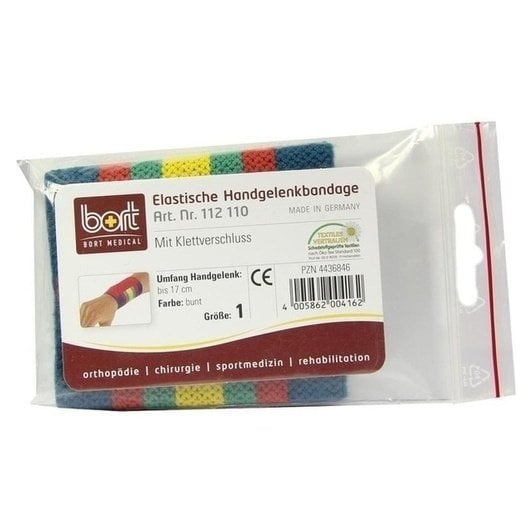 Bort Handgelenkbandage m.Klettverschl.Gr.1 bunt