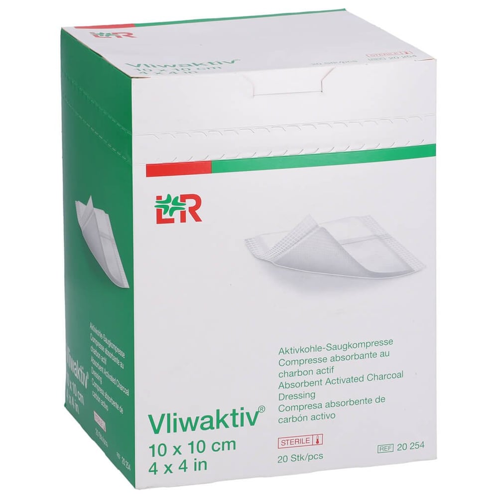 Vliwaktiv Aktivkohle-Saugkomp.steril 10x10 cm Lohmann & Rauscher