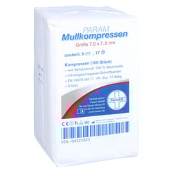 Mullkompressen 7,5x7,5 cm unsteril 8fach Param
