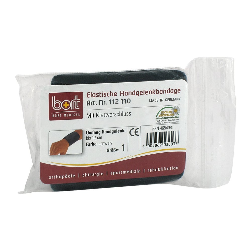 Bort Handgelenkbandage Klettverschluß Gr.1 schwarz