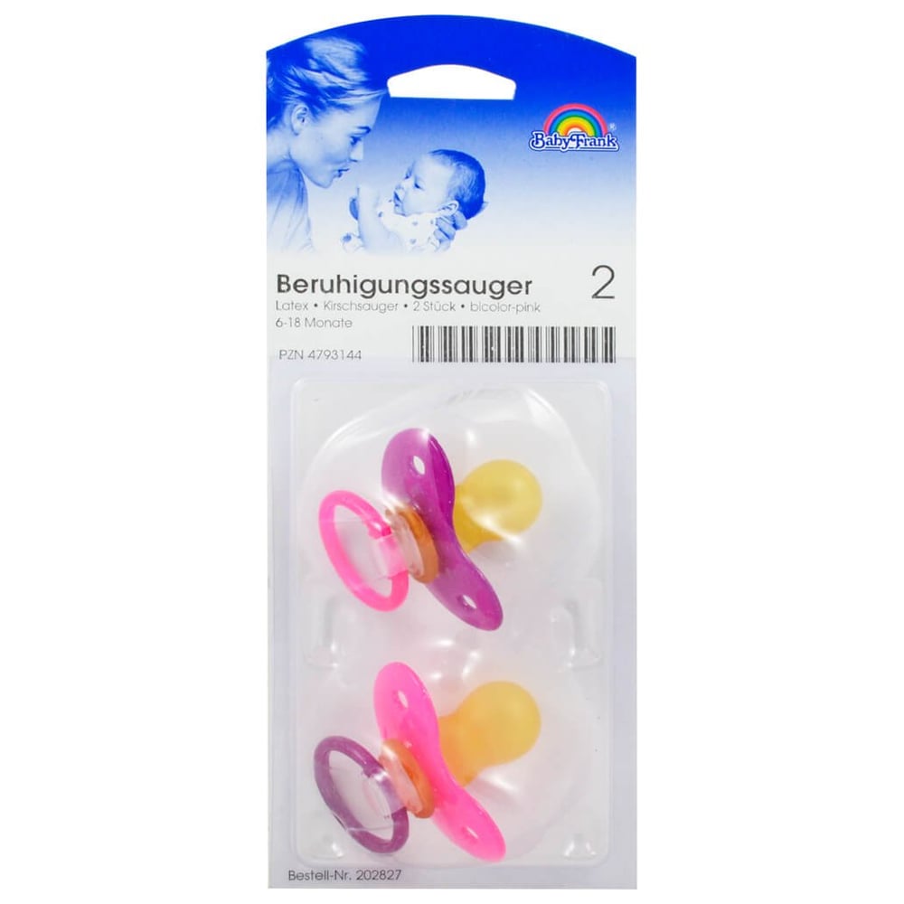 Beruhigungssauger Kirsch Latex 6-18M bicolor-pink