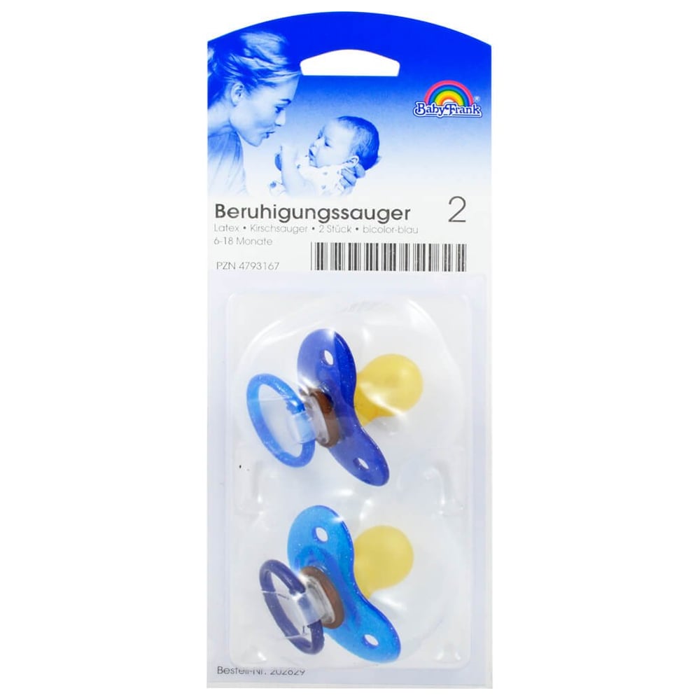 Beruhigungssauger Kirsch Latex 6-18M bicolor-blau