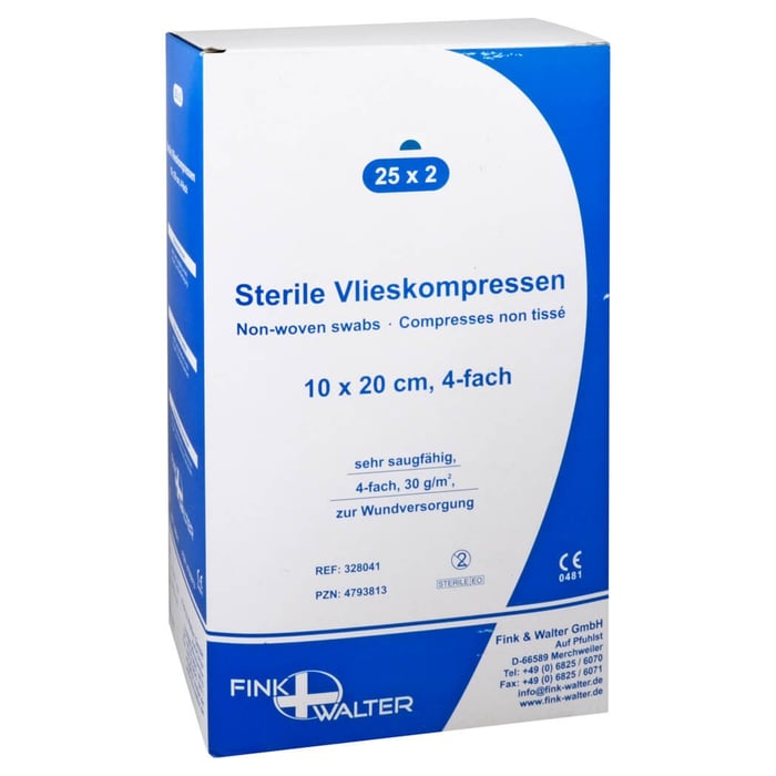 Vlieskompressen steril 10x20cm 4-fach