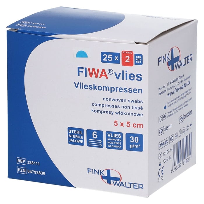 Vlieskompressen steril 5x5cm 6-fach