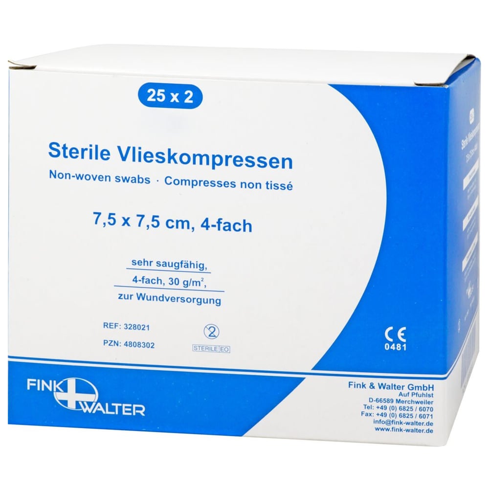 Vlieskompressen steril 7.5x7.5cm 4-fach