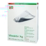 Vliwaktiv AG 10x10cm Aktivkohle Saugkompr.m.Silber