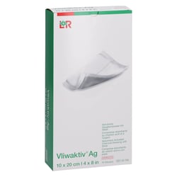 Vliwaktiv AG 10x20 cm Aktivkohle Saugkompresse m. Silber