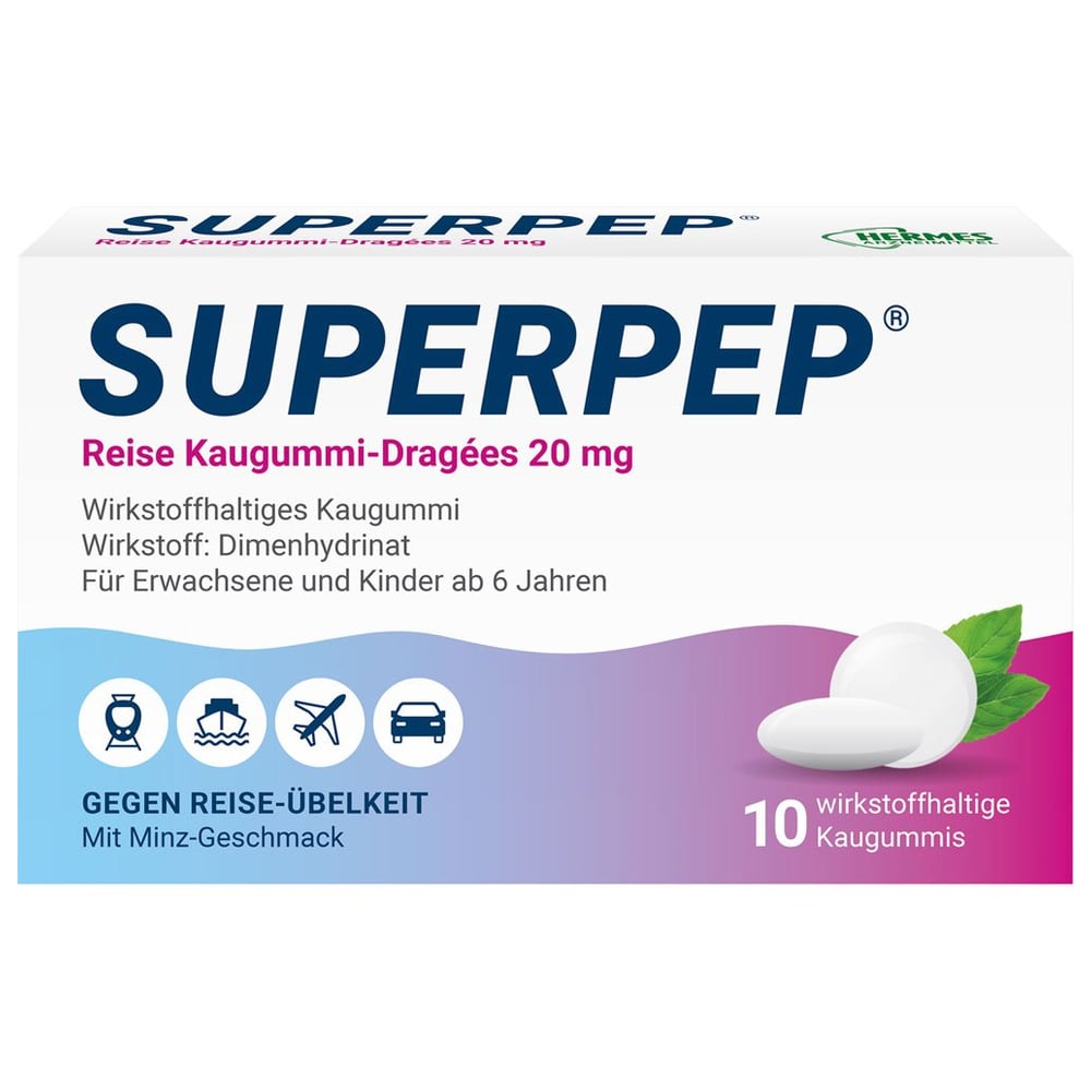 Superpep Reise Kaugummi-Dragees 20 mg