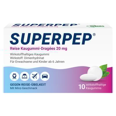 Superpep Reise Kaugummi-Dragees 20mg