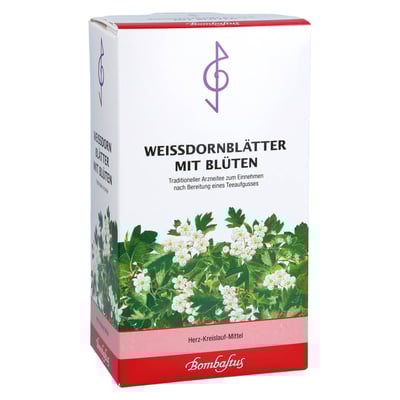 Weißdornblätter mit Blüten