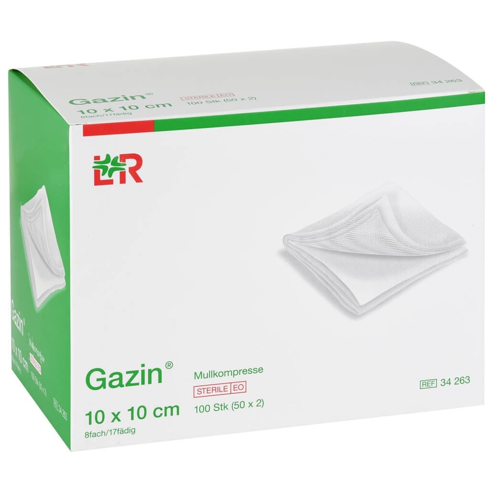 Gazin Mullkomp.10x10 cm steril 8fach