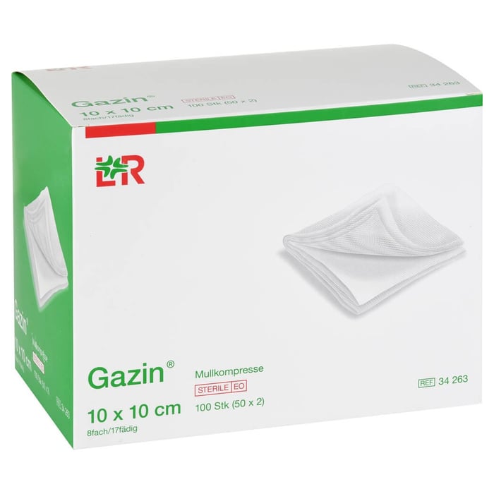 Gazin Mullkomp.10x10 cm steril 8fach