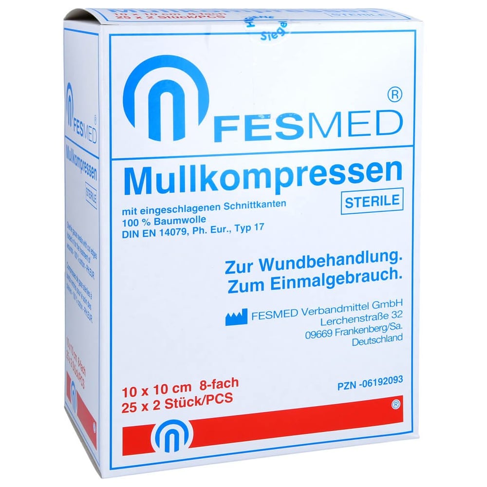 Mullkompressen Es 10x10 cm steril 8fach