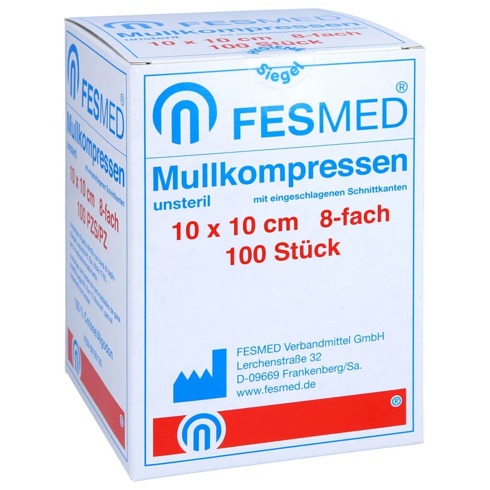 Mullkompressen Es 10x10 cm unsteril 8fach