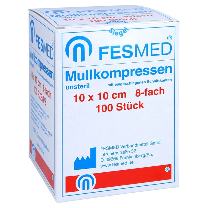 Mullkompressen Es 10x10 cm unsteril 8fach