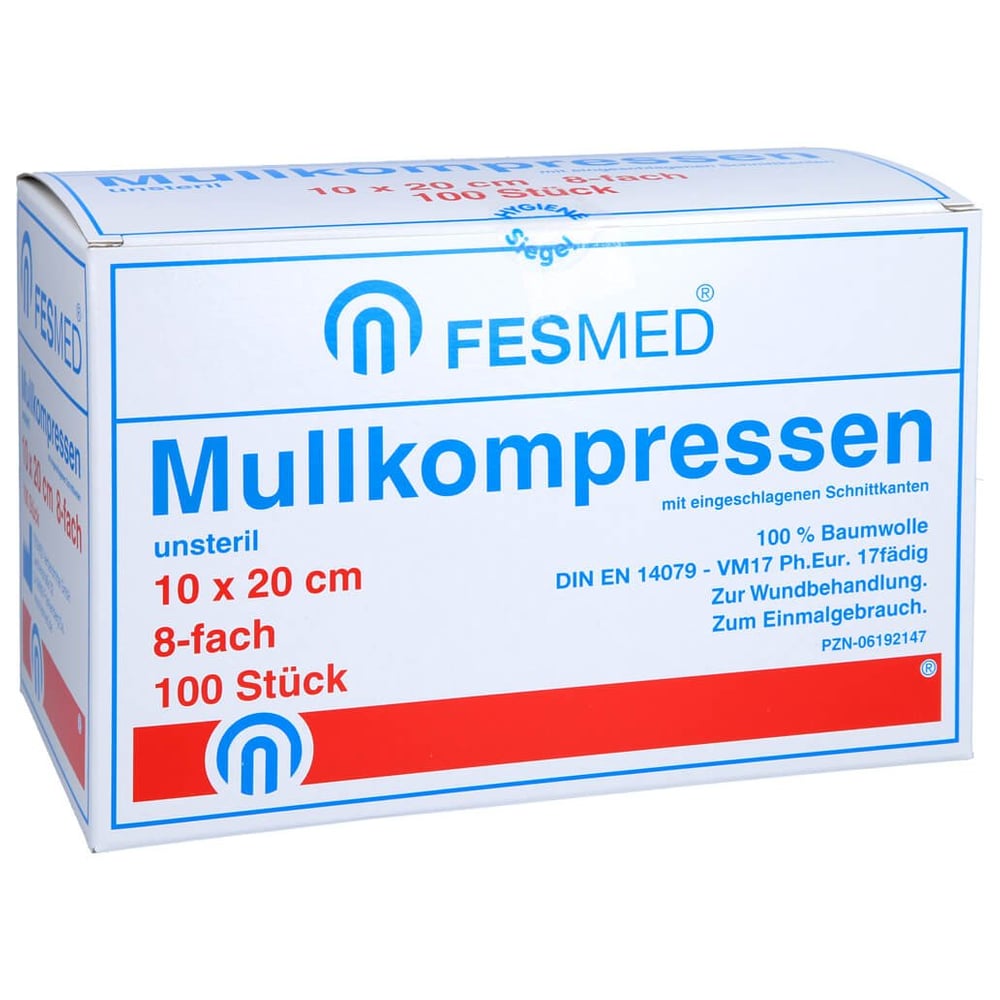 Mullkompressen Es 10x20 cm unsteril 8fach