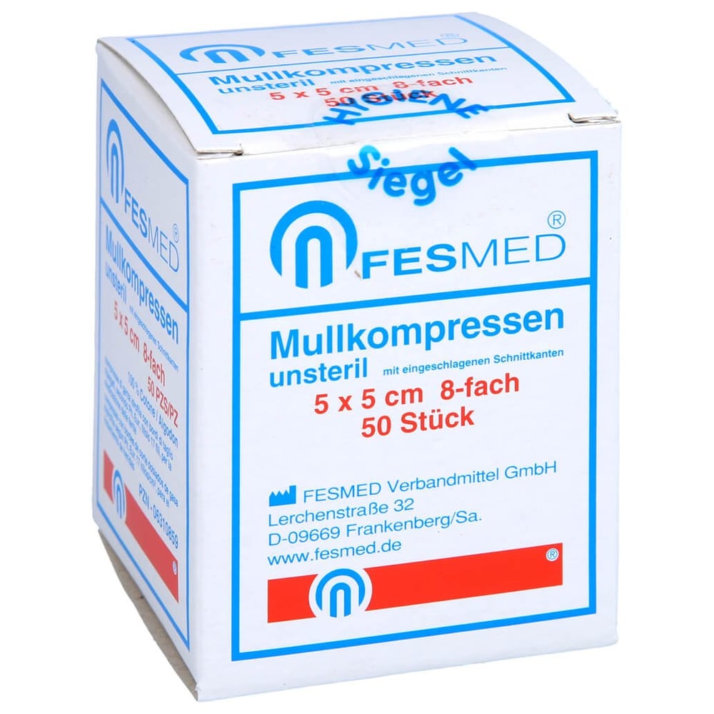 Mullkompressen Es 5x5 cm unsteril 8fach