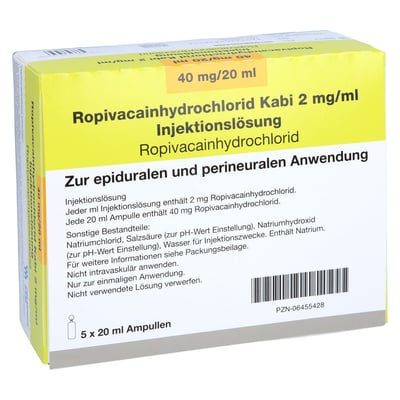 Ropivacainhydrochlorid Kabi 2 mg/ml Produktbild 1