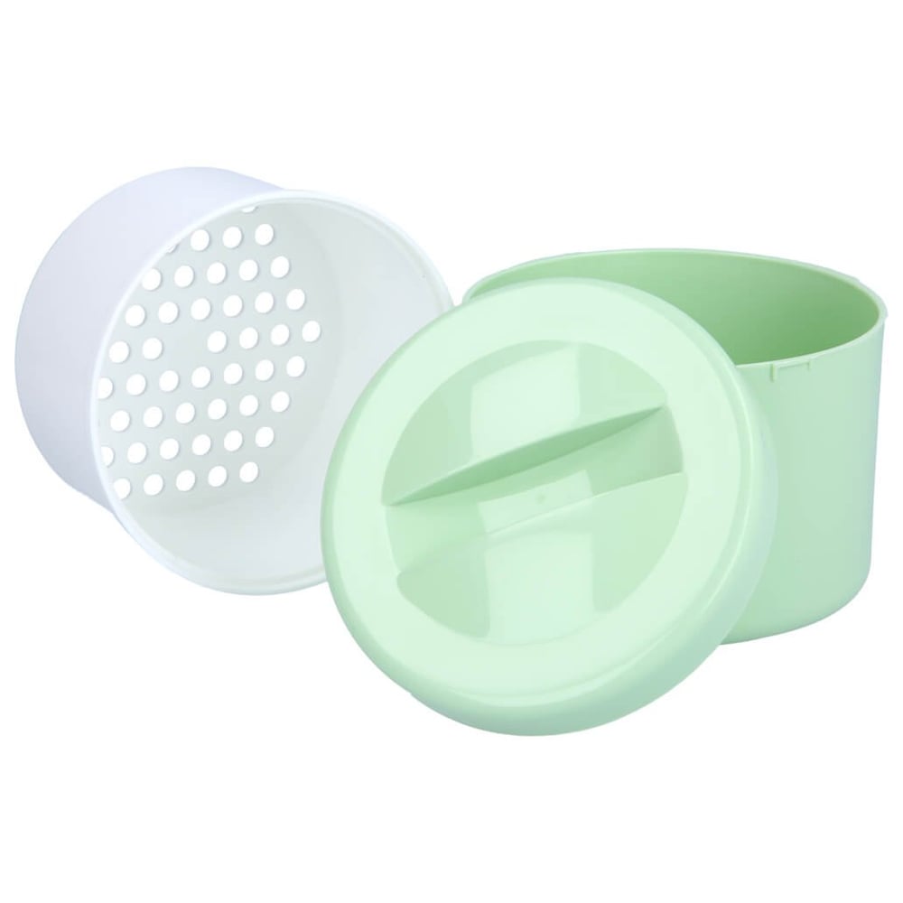 Prothesenbehälter grün m. Deckel u. Einsatz