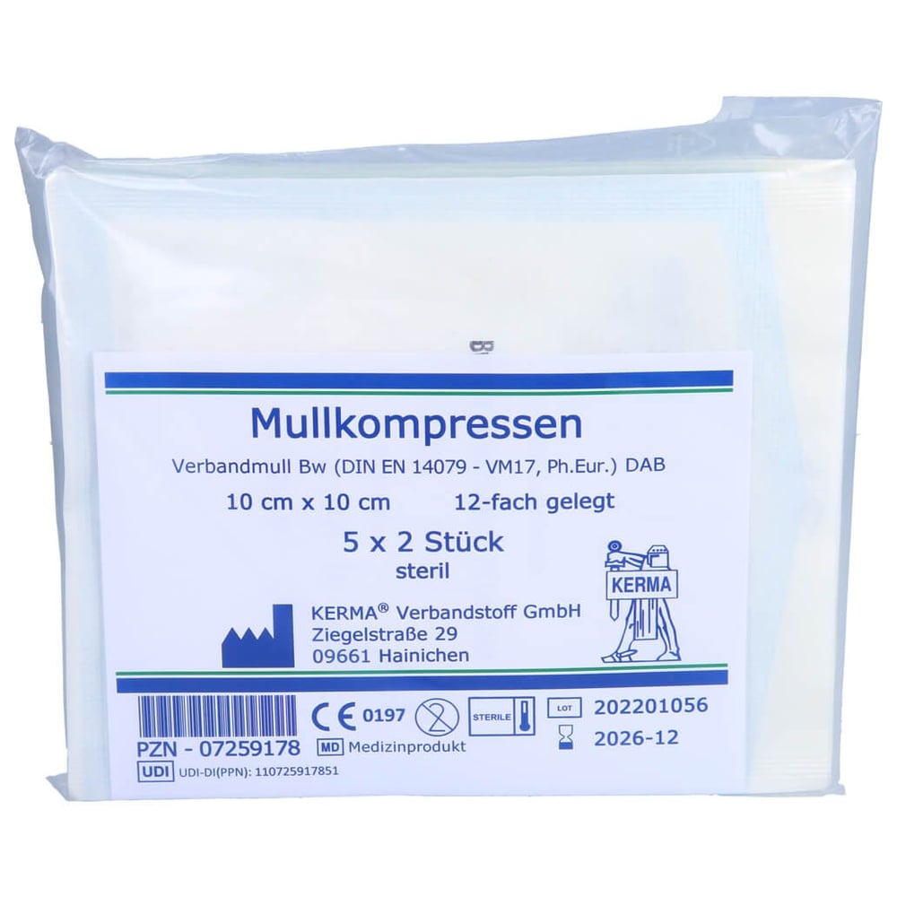 Mullkompressen 10x10 cm steril 12fach Bw