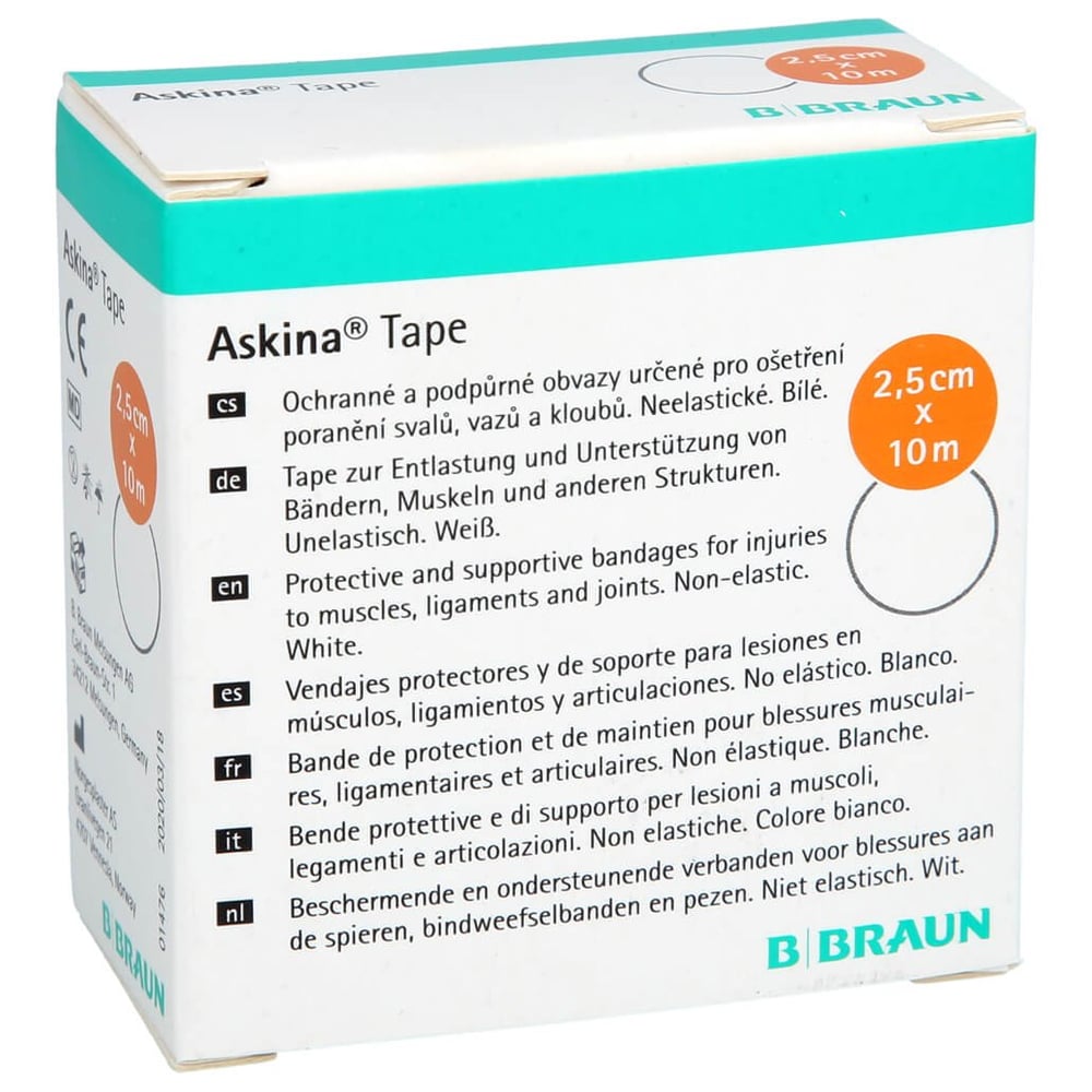 Askina Tape Pfl.unelast.2,5 cmx10 m weiß