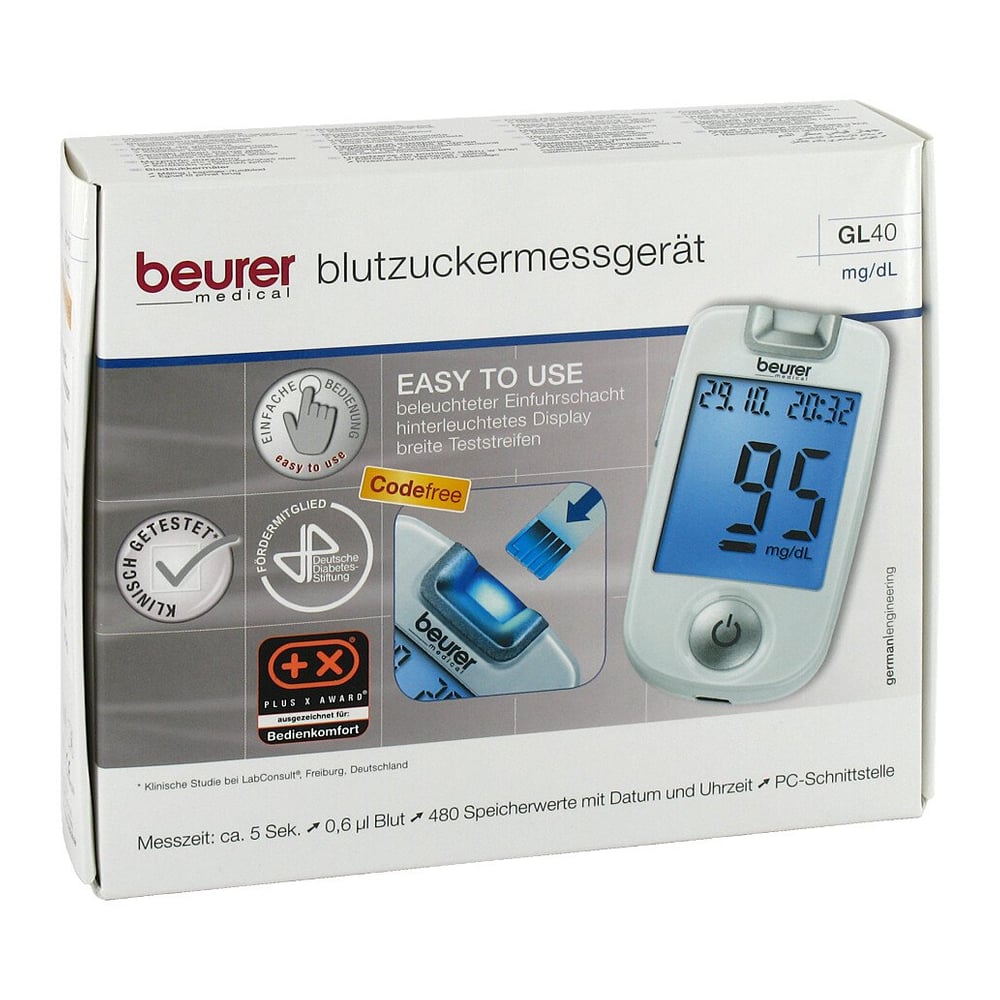 Beurer GL 40 Blutzuckermessgerät mg/dlcodefree