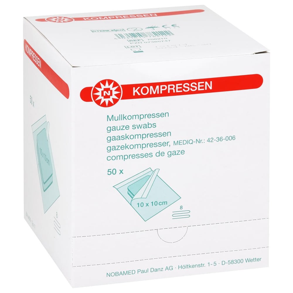 Mullkompressen 10x10 cm steril 8fach