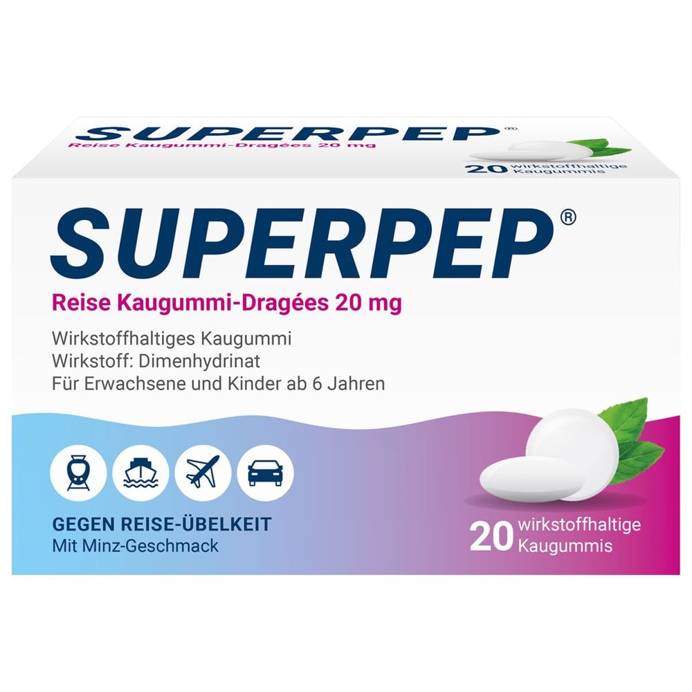 Superpep Reise Kaugummi-Dragees 20 mg