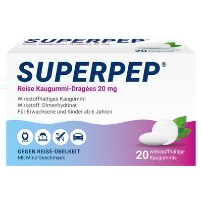 Superpep Reise Kaugummi-Dragees 20mg