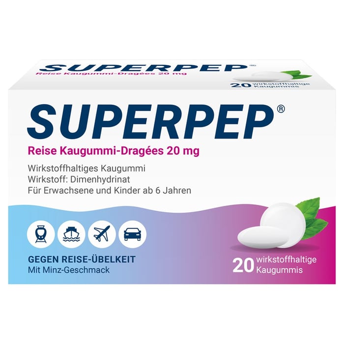 Superpep Reise Kaugummi-Dragees 20mg