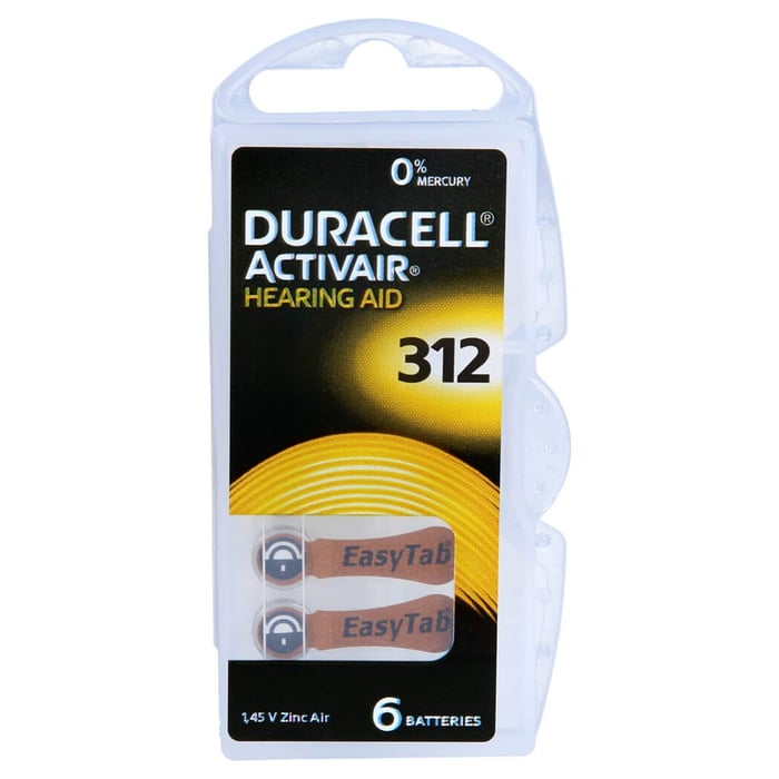 Batterie für Hörgeräte Duracell 312
