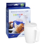 Einnehmebecher m. Griff u. Deckel 12 mm weiß