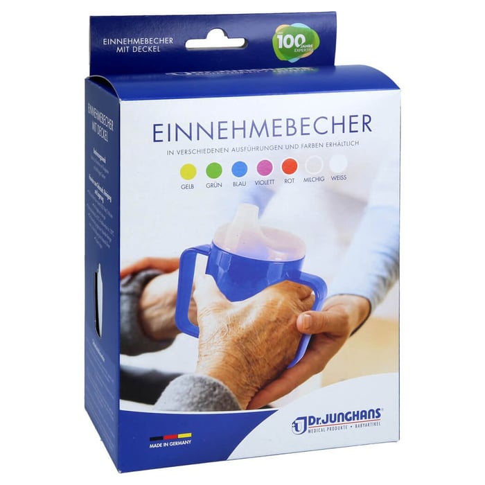 Einnehmebecher m.Griff u.Deckel 12mm weiß