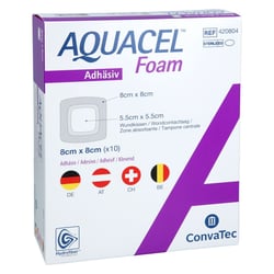 Aquacel Foam adhäsiv 8x8 cm Verband ConvaTec