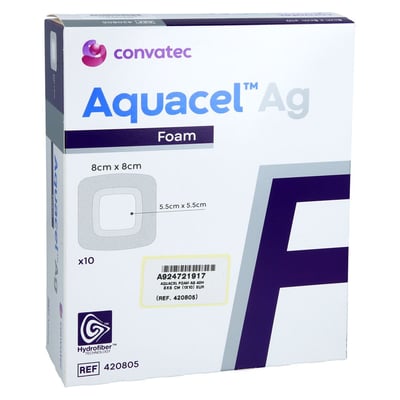 Aquacel Ag Foam adh siv 8x8 cm Verband
