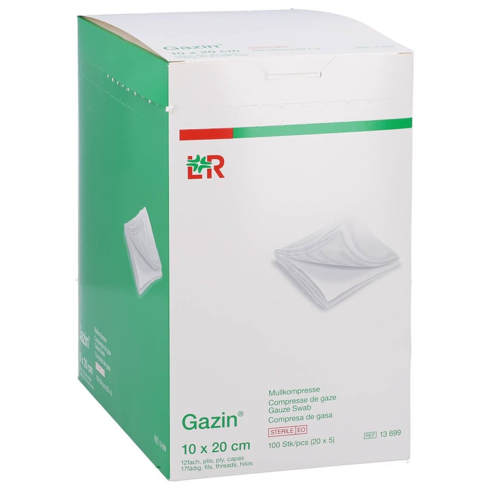 Gazin Kompresse 10x20cm 12fach extra groß steril