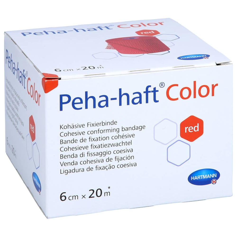 Peha-haft Color Fixierbinde latexfrei 6 cmx20 m rot